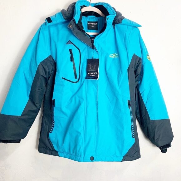 Merence Extra Warm Blue Snow Hooded Jacket Large New with tags - Picture 1 of 10